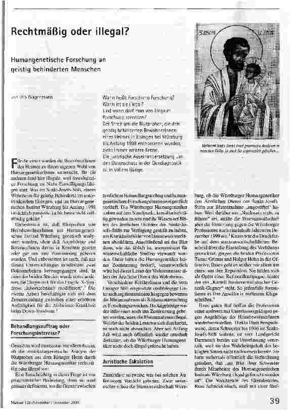 [doc_55376] Rechtmäßig oder illegal? Humangenetische Forschung an geistig behinderten Menschen