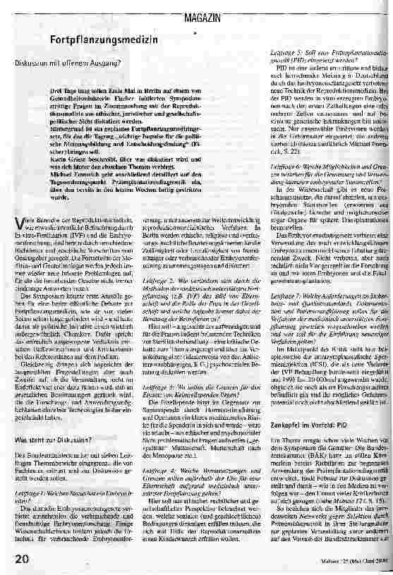 Fortpflanzungsmedizin Diskussion mit offenem Ausgang?