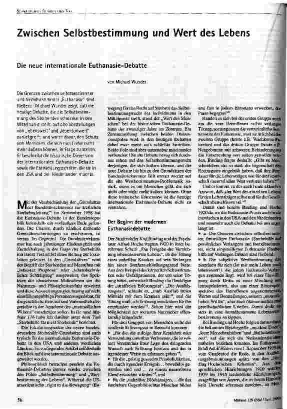 Zwischen Selbstbestimmung und Wert des Lebens Die neue internationale Euthanasie-Debatte