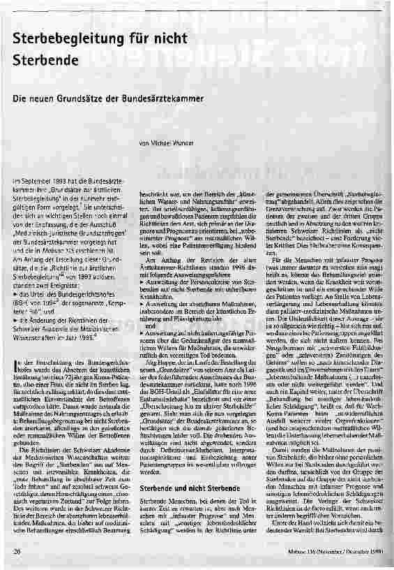 Sterbebegleitung für nicht Sterbende Die neuen Grundsätze der Bundesärztekammer