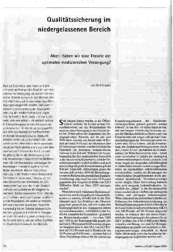 [doc_46704] Qualitätssicherung im niedergelassenen Bereich Aber: Haben wir eine Theorie der optimalen medizinischen Versorgung?