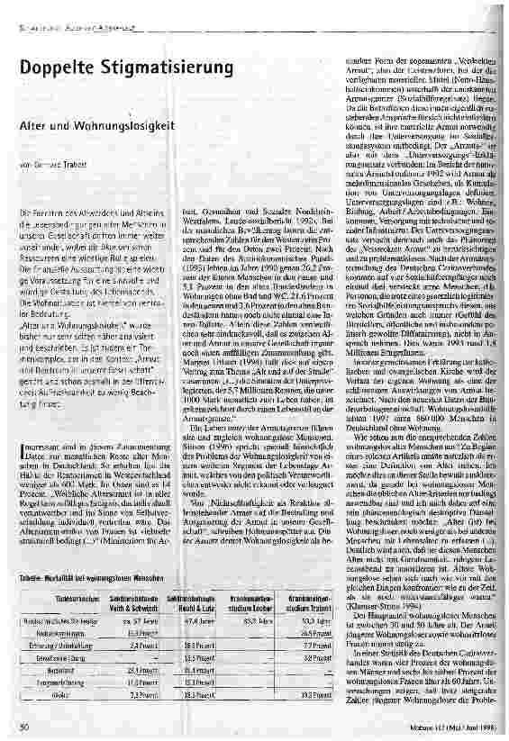 Doppelte Stigmatisierung Alter und Wohnungslosikeit