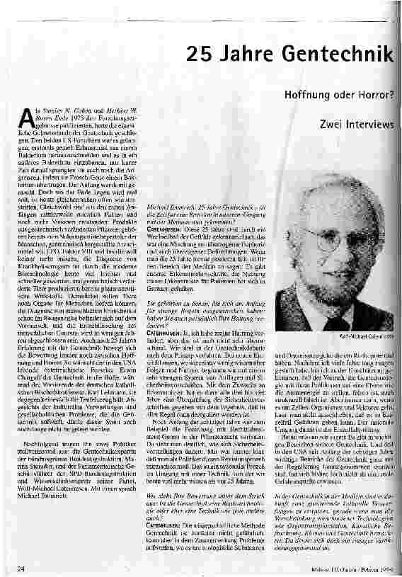 25 Jahre Gentechnik Hoffnung oder Horror?
