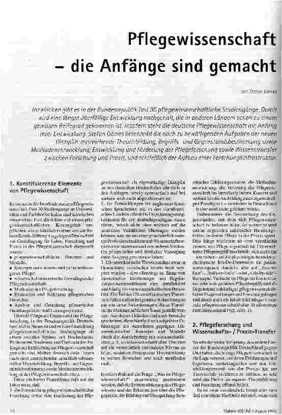 Pflegewissenschaft - die Anfänge sind gemacht