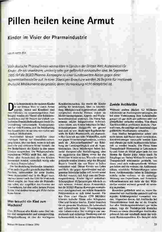 Pillen heilen keine Armut Kinder im Visier der Pharmaindustrie