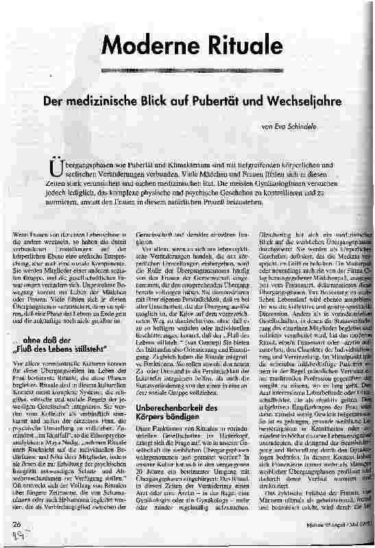 Moderne Rituale Der medizinische Blick auf Pubertät und Wechseljahre