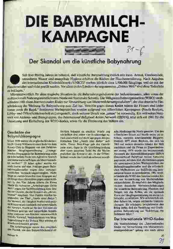 Die Babymilch-Kampagne Der Skandal um die künstliche Babynahrung