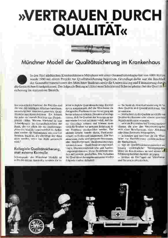 Vertrauen durch Qualität Münchner Modell der Qualitätssicherung im Krankenhaus