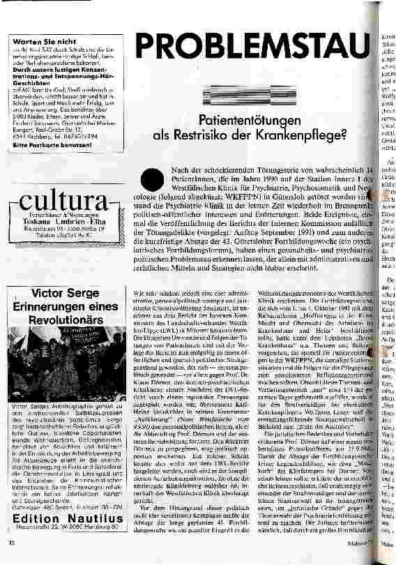 Problemstau Patiententötungen als Restrisiko der Krankenpflege?