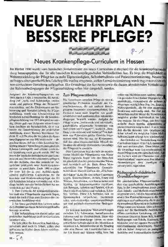 Neuer Lehrplan - bessere Pflege? Neues Krankenpflege-Curriculum in Hessen