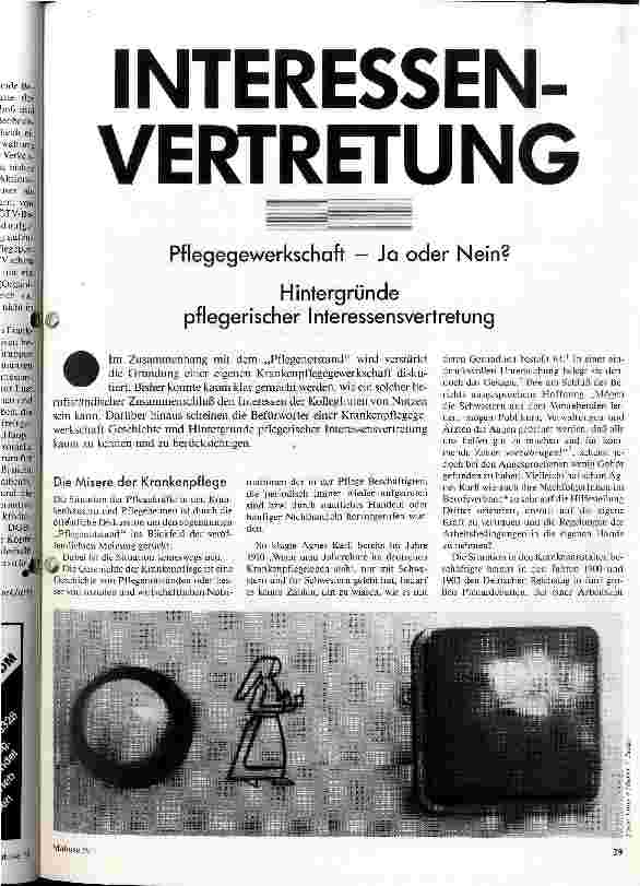 Interessenvertretung Pflegegewerkschaft - Ja oder Nein? Hintergründe pflegerischer Interessenvertretung
