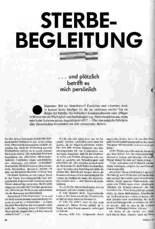 Sterbebegleitung ... und plötzlich betrifft es mich persönlich