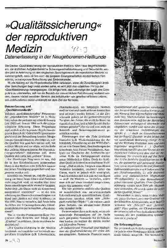 Qualitätssicherung der reproduktiven Medizin