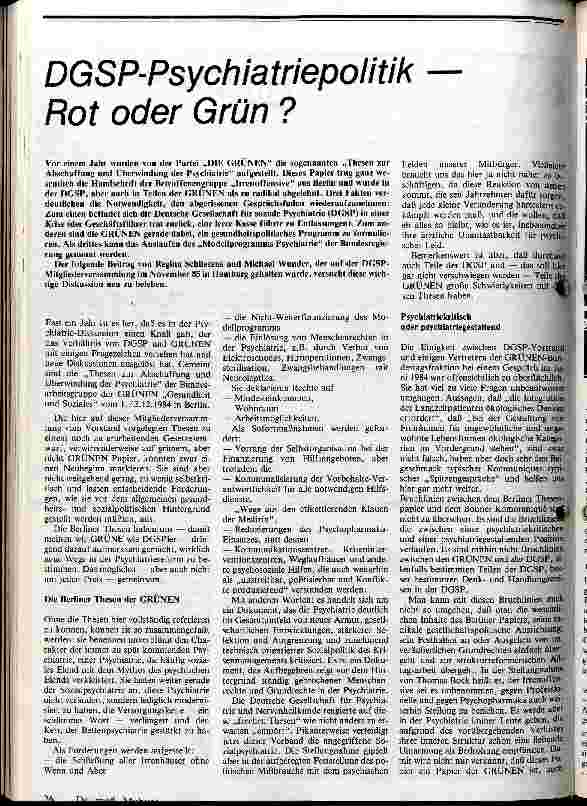 DGSP-Psychiatriepolitik - Rot oder Grün ?