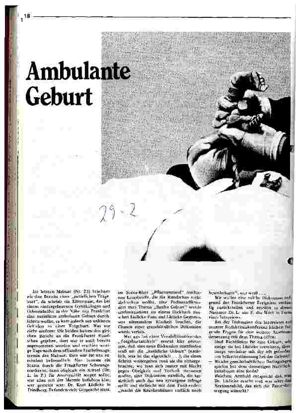 Ambulante Geburt