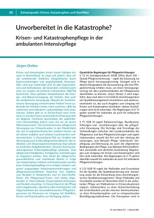 Unvorbereitet in die Katastrophe? Krisen- und Katastrophenpflege in der ambulanten Intensivpflege