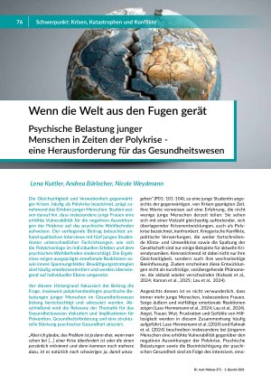 Wenn die Welt aus den Fugen gerät. Psychische Belastung junger Menschen in Zeiten der Polykrise - eine Herausforderung für das Gesundheitswesen