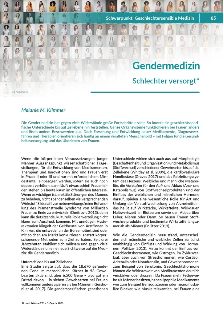 Gendermedizin: Schlechter versorgt – Zeitschrift für alle Gesundheitsberufe