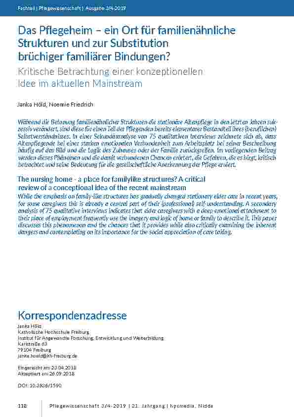 [doc_201755] Das Pflegeheim – ein Ort für familienähnliche Strukturen und zur Substitution brüchiger familiärer Bindungen? Kritische Betrachtung einer konzeptionellen Idee im aktuellen Mainstream