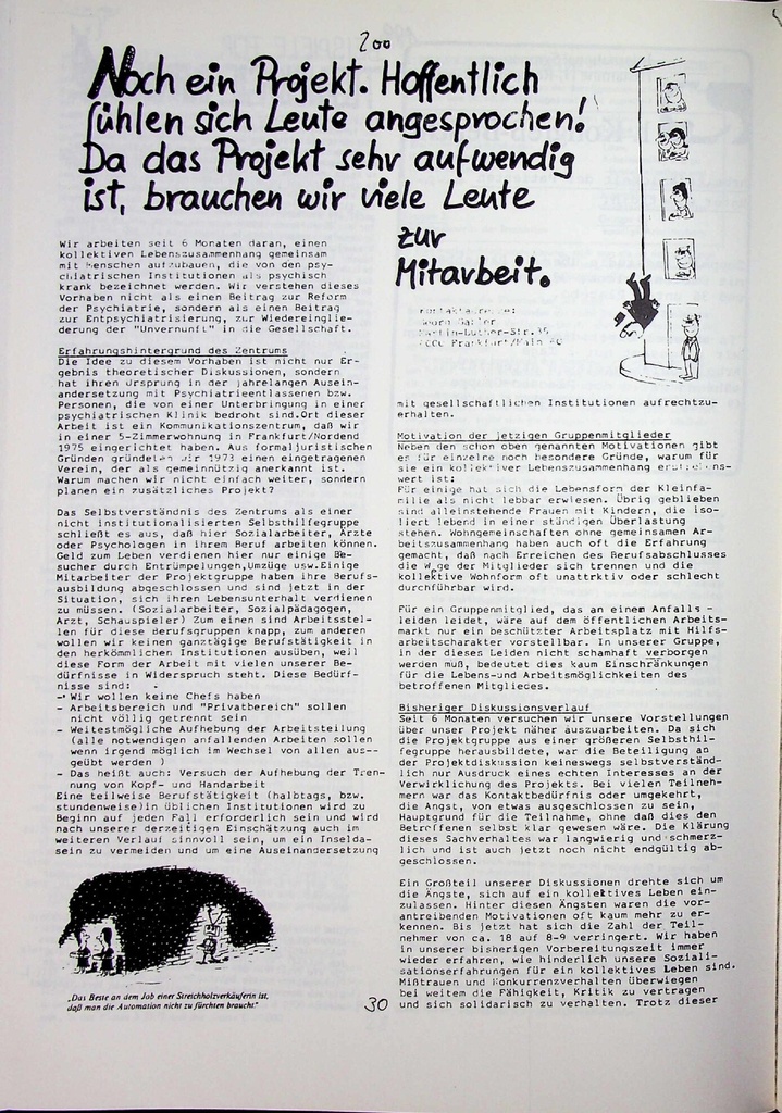 [doc_772969] Noch ein Projekt. Hoffentlich fühlen sich Leute angesprochen! Da das Projekt sehr aufwendig ist, brauchen wir viele Leute zur Mitarbeit. – Zeitschrift für alle Gesundheitsberufe