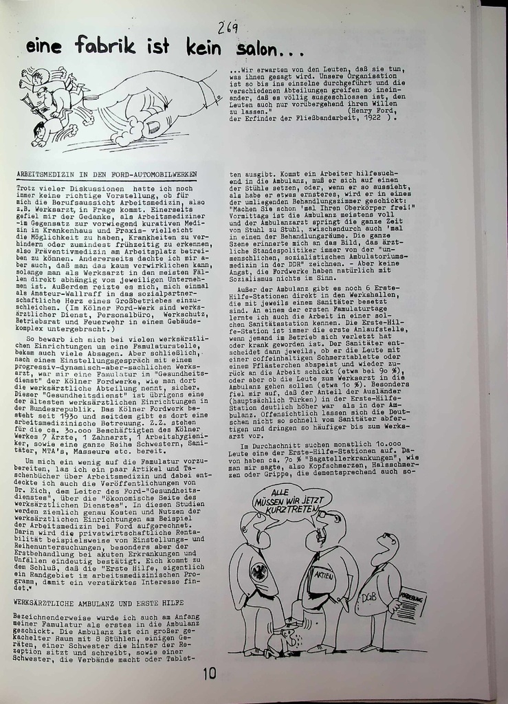 [doc_772992] Eine "Fabrik ist kein Salon" – Zeitschrift für alle Gesundheitsberufe