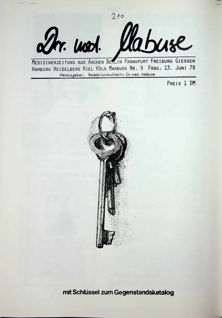 Dr. med. Mabuse Heft Nr. 9-1978 – Zeitschrift für alle Gesundheitsberufe