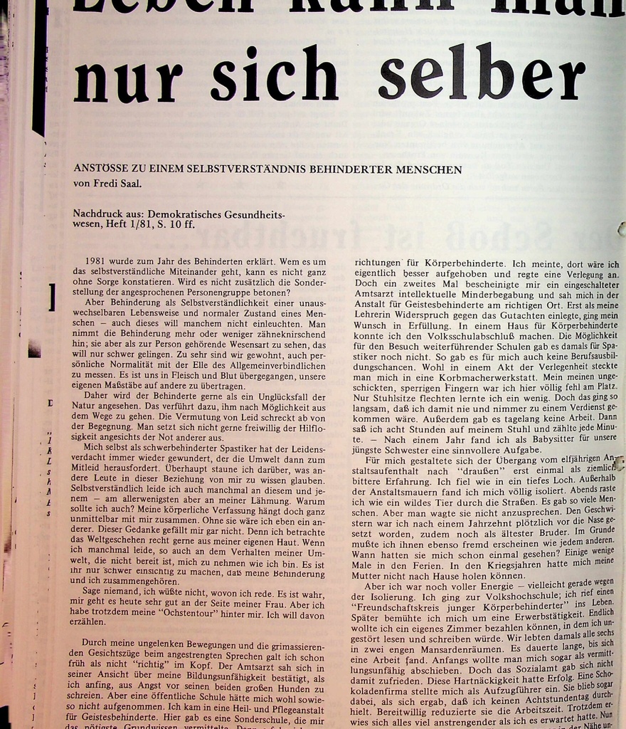 Leben kann man nur sich selber – Zeitschrift für alle Gesundheitsberufe