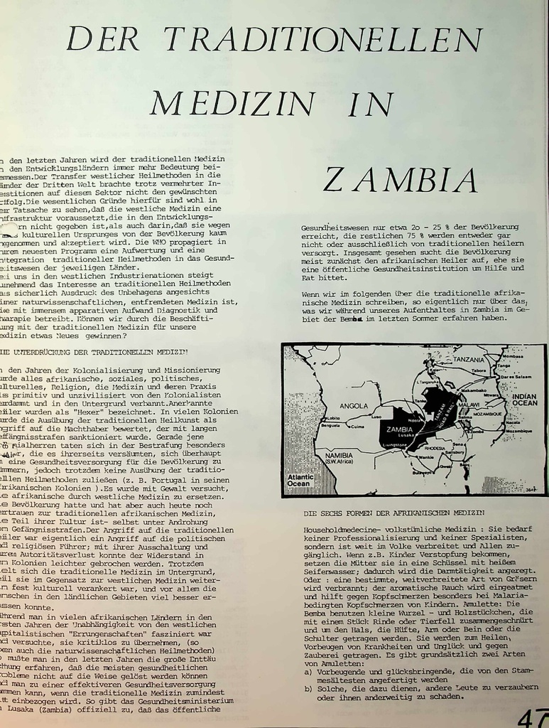 [doc_775391] Die traditionelle afrikanische Medizin in Zambia – Zeitschrift für alle Gesundheitsberufe